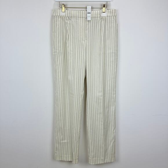 J.Crew Collection Portia Pant Ivory Pinstripe Italian Wool Classic US 10 NWT - Picture 6 of 15